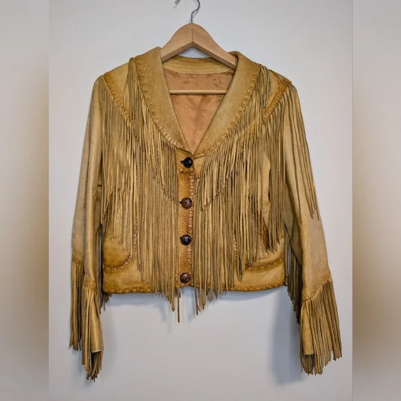 Danier Tan Leather Fringe Jacket - Picture 1 of 16